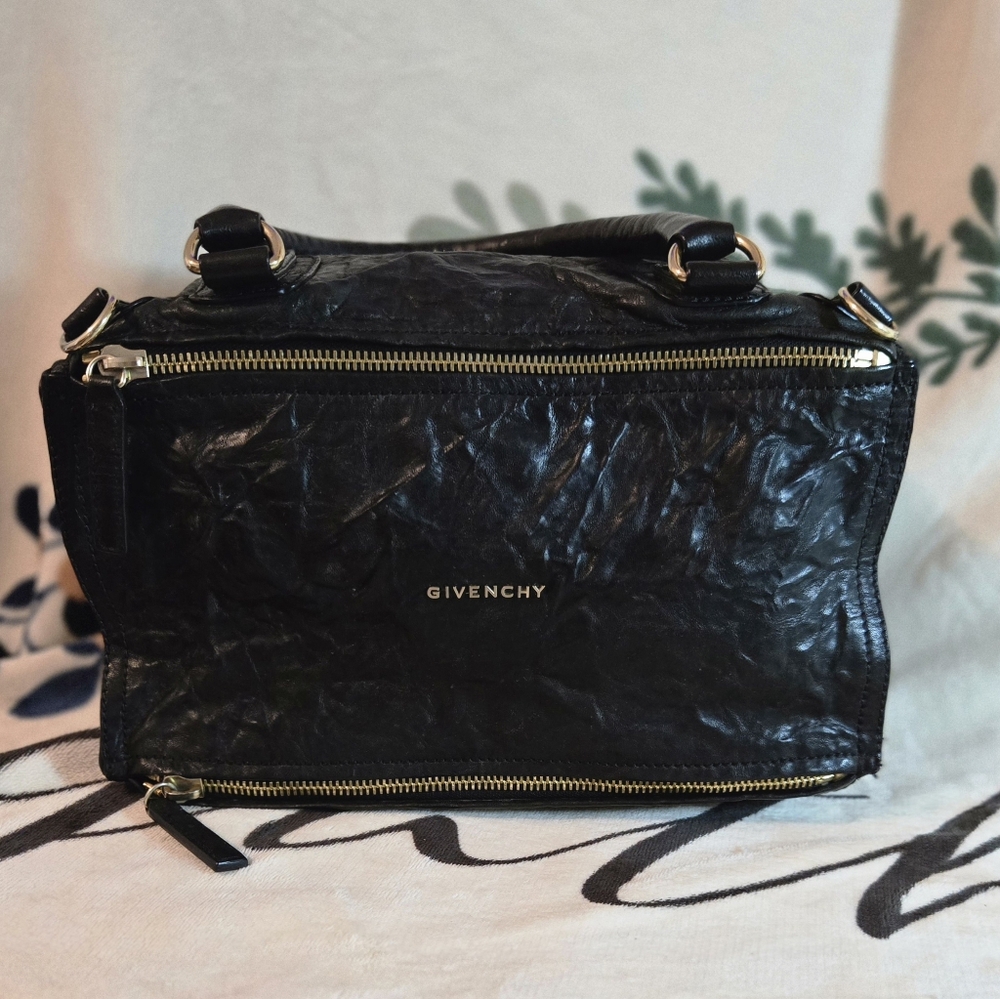 💯 Authentic Givenchy Pandora 2Way Black Gold Sheep Leather Handbag - Picture 11 of 16